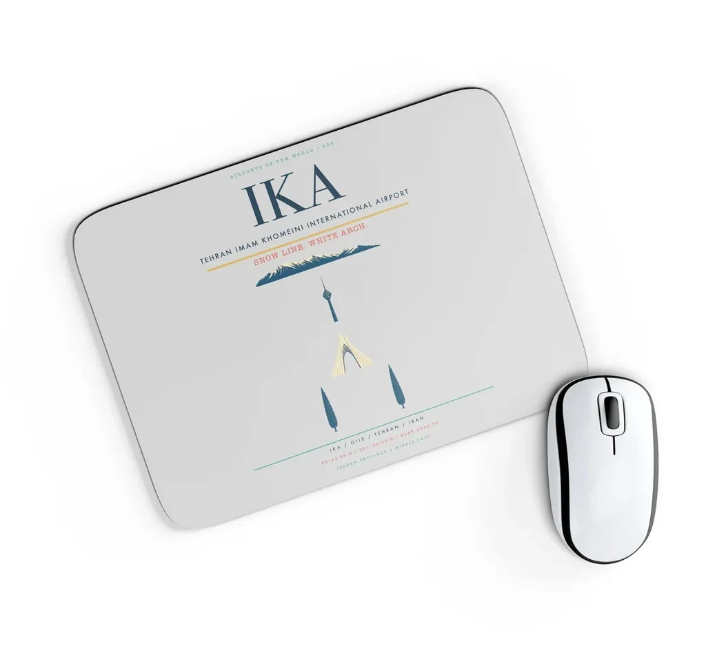 Tehran Imam Khomeini International Airport (IKA) design on light gray rectangle mouse pad
