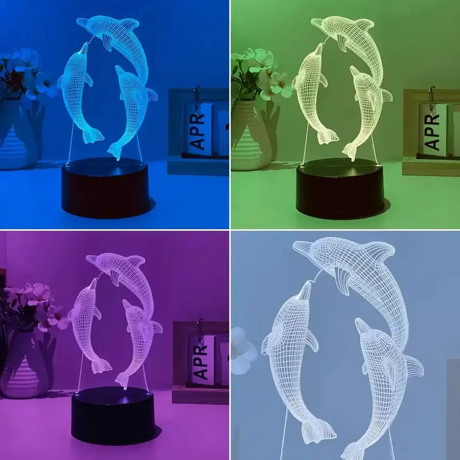 Customisable 3D Three Dolphins 3D Lamp - view 6