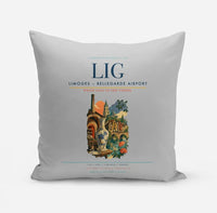 Thumbnail for Limoges – Bellegarde Airport (LIG) design on light gray pillow