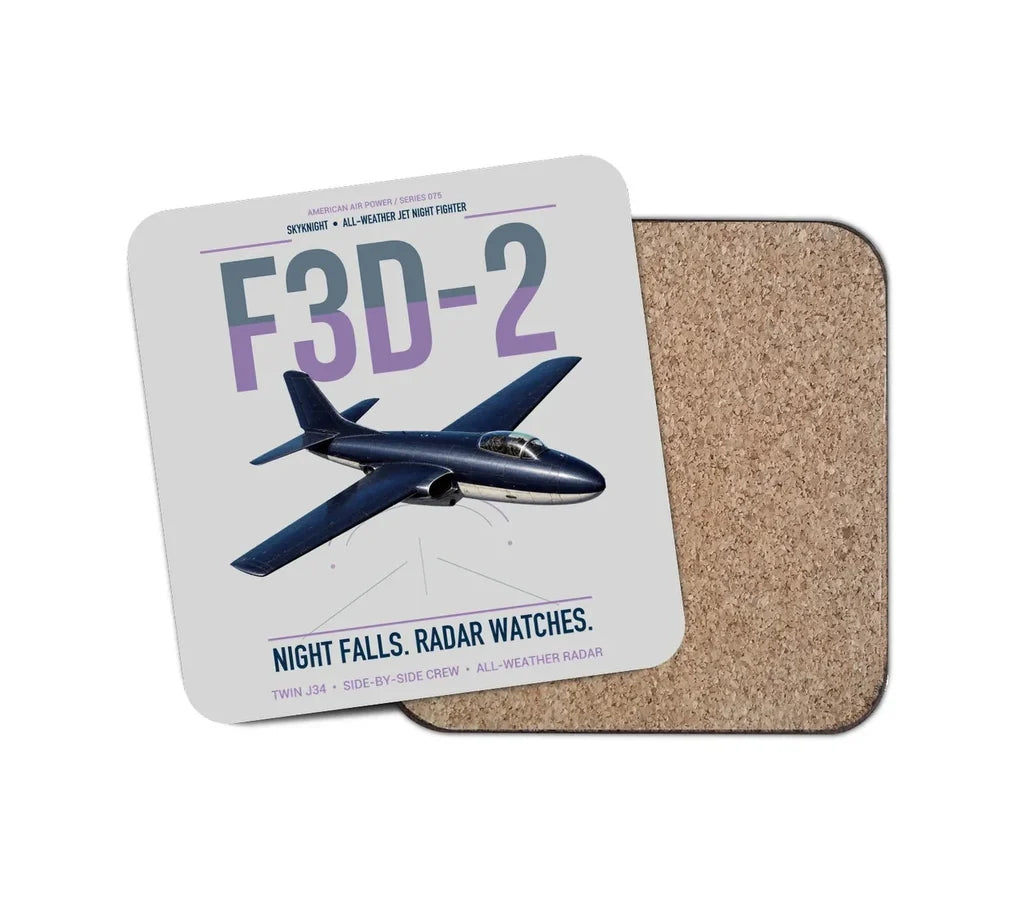 F3D-2 Skyknight design on light gray 1 piece coaster