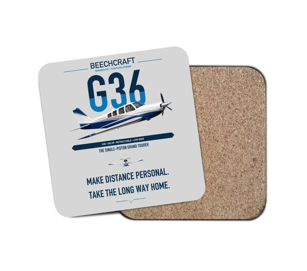 Beechcraft Bonanza G36 design on light gray 1 piece coaster