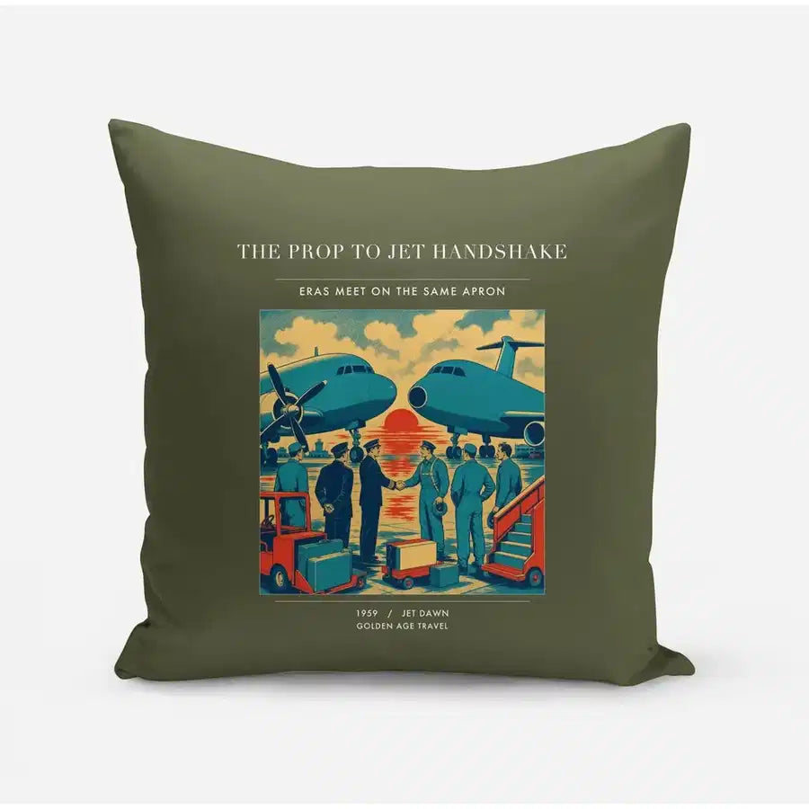 VINTAGE G4385 - The Prop To Jet Handshake - Designed Pillows design on greenarmy