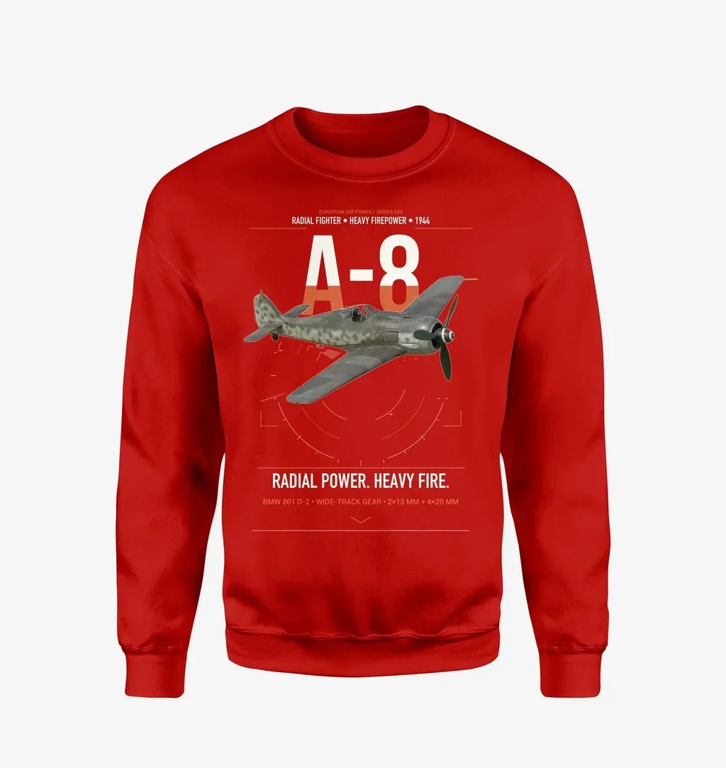 Focke-Wulf Fw 190A-8 design on red sweatshirt