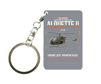 Thumbnail for Sud Aviation SE 3130 Alouette II design on gray designed key chain, double-side print