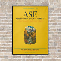 Thumbnail for Aspen - Pitkin County Airport ASE vertical canvas print - framed - yellow background