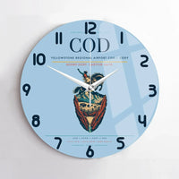 Thumbnail for Yellowstone Regional Airport (COD) design on light blue no frame wall clock