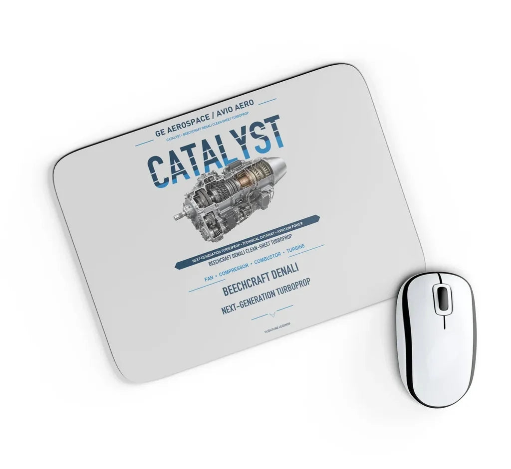 CATALYST design on light gray rectangle mouse pad
