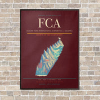 Thumbnail for Glacier Park International Airport FCA — Kalispell vertical canvas print - framed - dark red background