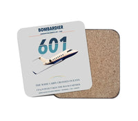 Thumbnail for Bombardier Challenger 601 design on light gray 1 piece coaster