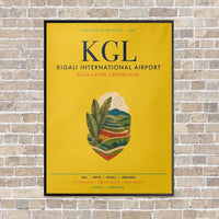 Thumbnail for Kigali International Airport KGL vertical canvas print - framed - yellow background