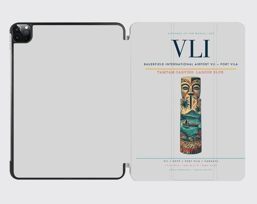 Bauerfield International Airport (VLI) design on light gray ipad tablet case