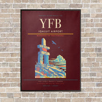 Thumbnail for Iqaluit Airport YFB vertical canvas print - framed - dark red background