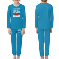 Thumbnail for I Don't Always Stop and Look at Airplanes children pajamas - Light Blue