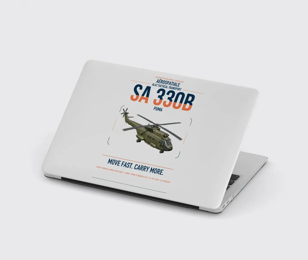 Aérospatiale SA 330B Puma design on light gray MacBook case