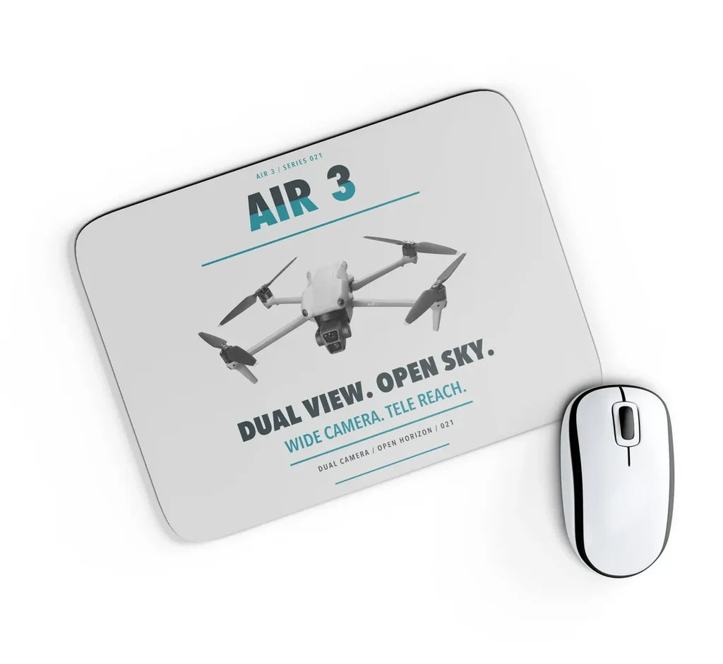 DJI Air 3 design on light gray rectangle mouse pad