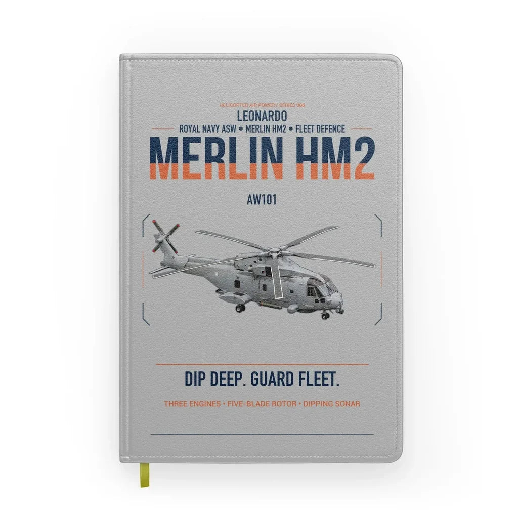 Leonardo AW101 Merlin HM2 design on light gray notebook