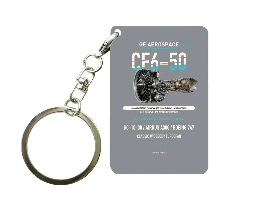 CF6-50 Key Chain design on gray key chain