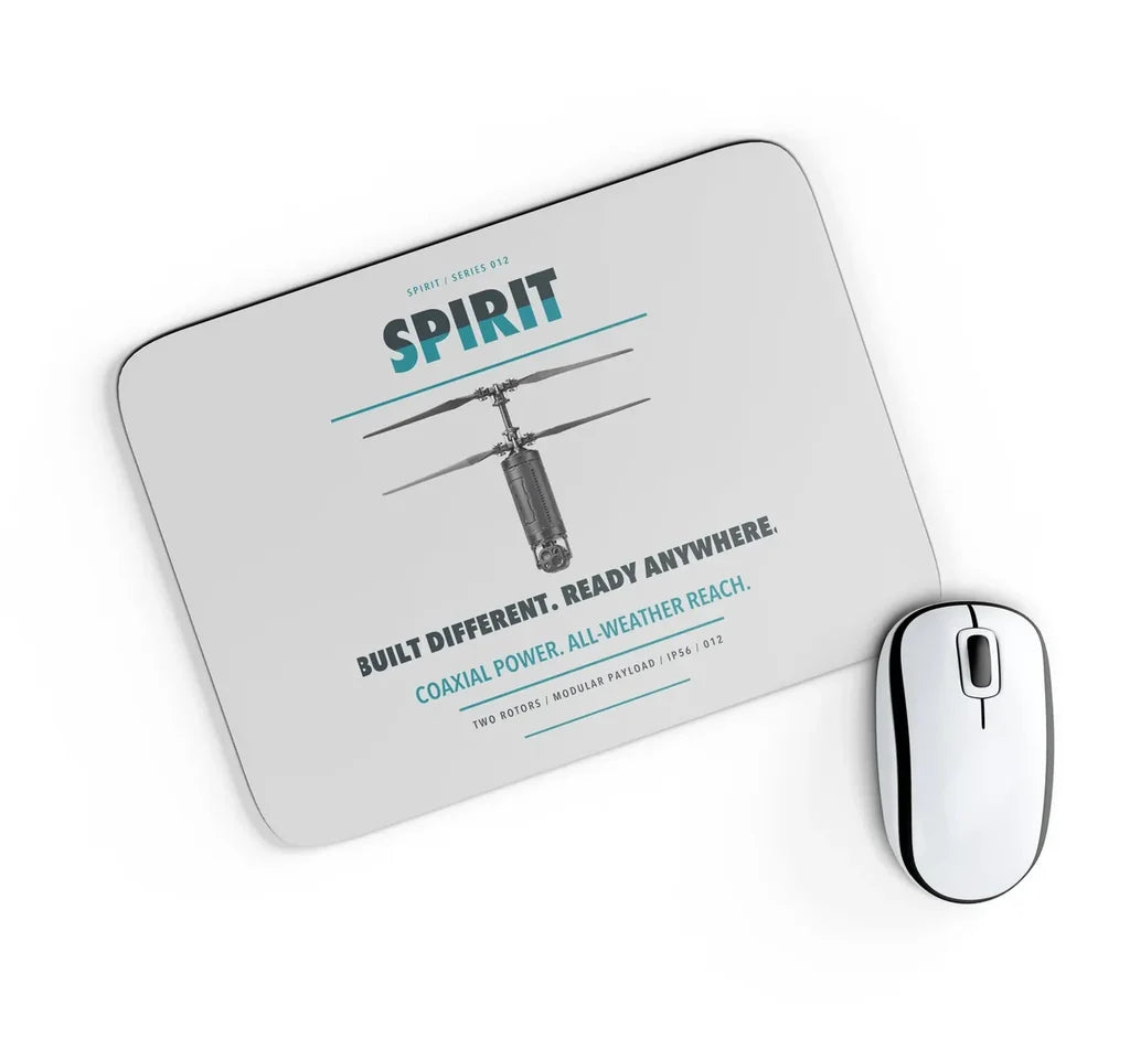 Ascent AeroSystems Spirit design on light gray rectangle mouse pad