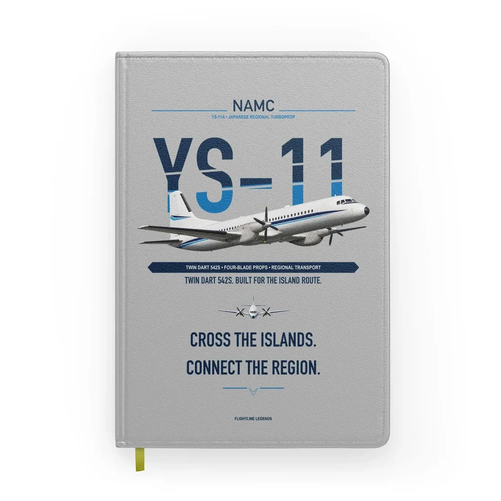 NAMC YS-11A design on light gray notebook