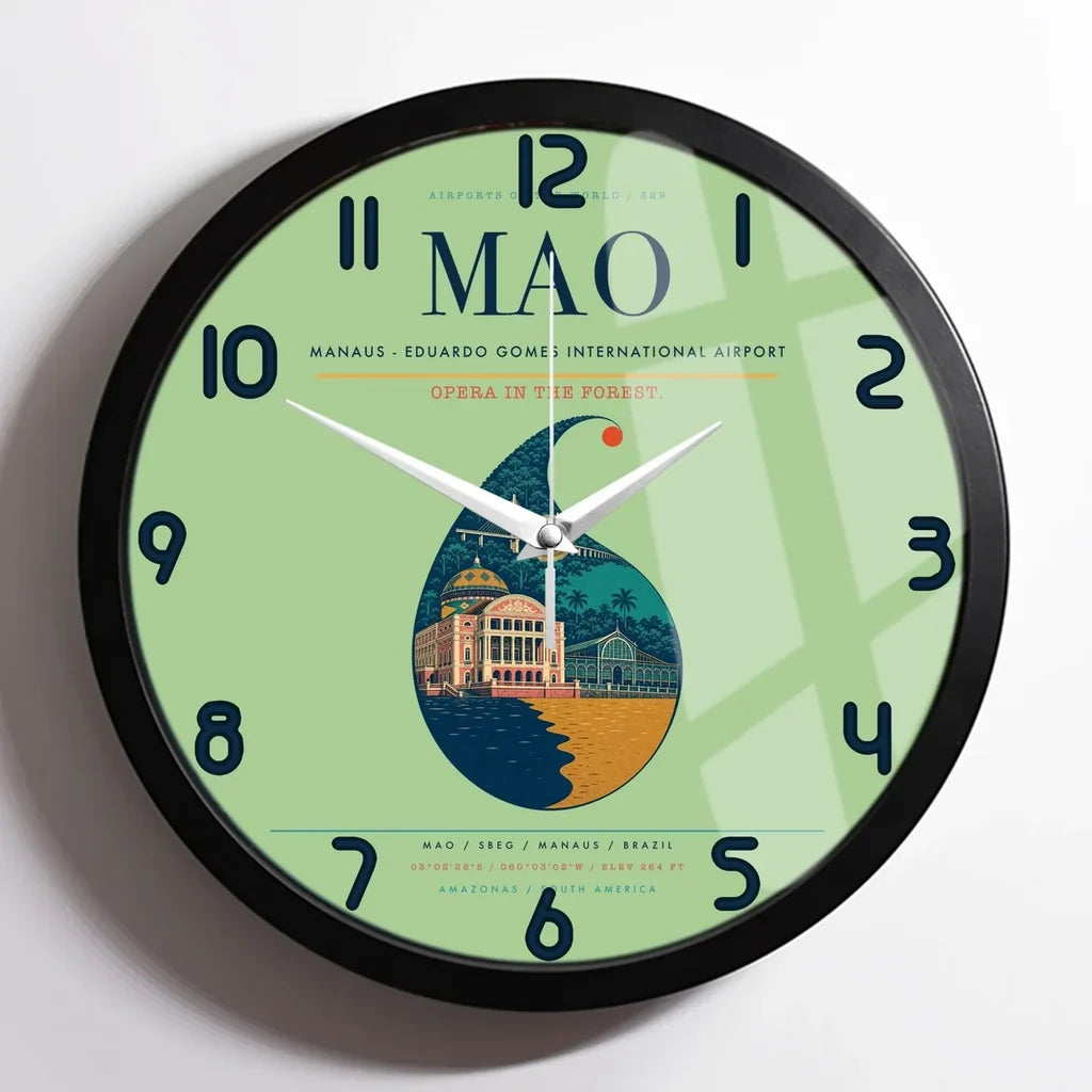 Manaus - Eduardo Gomes International Airport MAO Wall-Clock Framed - Light Green