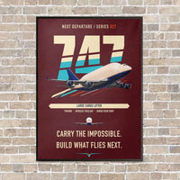Thumbnail for Boeing 747-400 Dreamlifter vertical canvas print - framed - dark red background