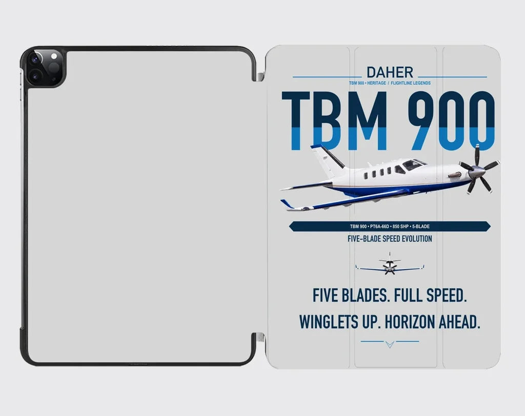 Daher TBM 900 design on light gray ipad tablet case