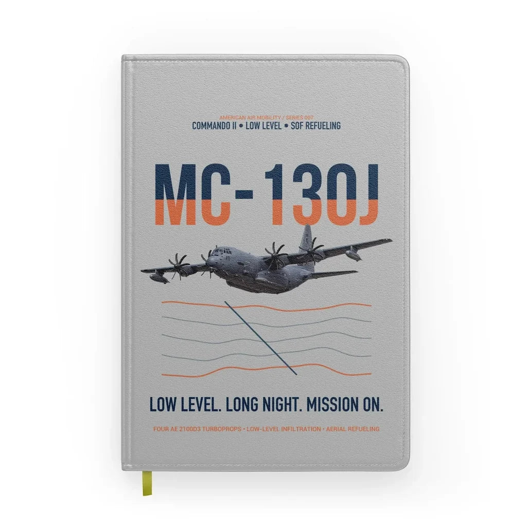 MC-130J COMMANDO II design on light gray notebook