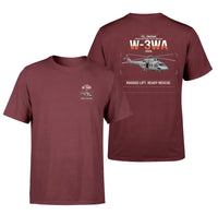 Thumbnail for PZL-Świdnik W-3WA Sokół design on dark red t-shirt, double-side print