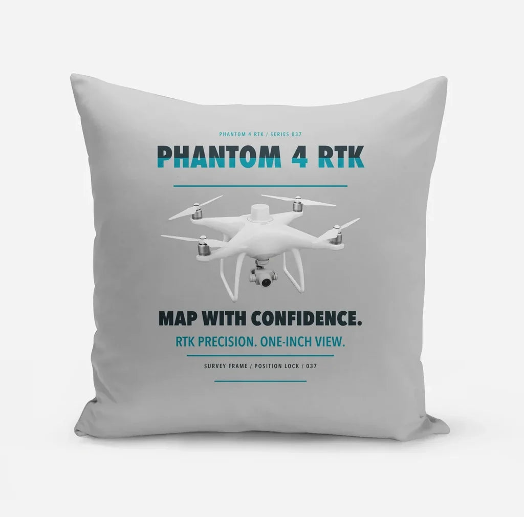 DJI Phantom 4 RTK design on light gray pillow
