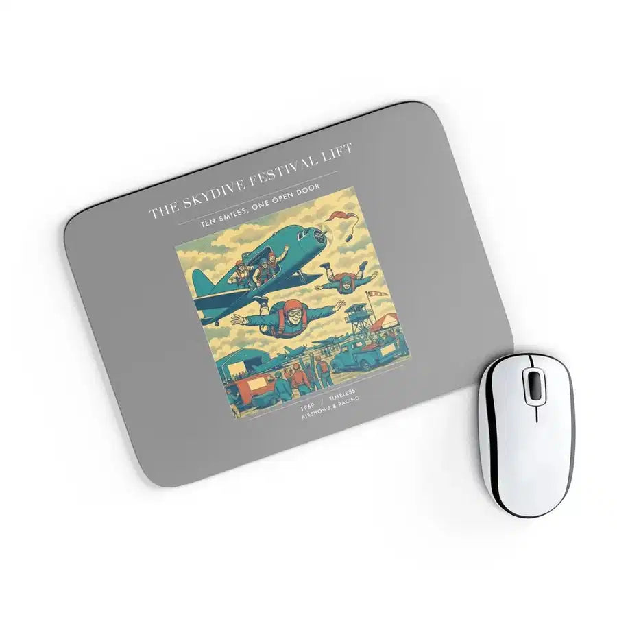 VINTAGE G4471 - The Skydive Festival Lift - Designed Mouse Pads design on gray rectangle
