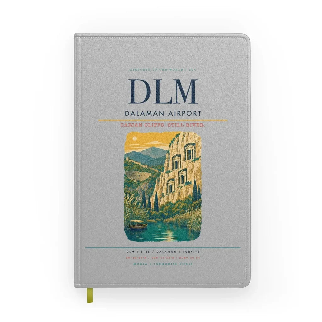 Dalaman Airport (DLM) design on light gray notebook
