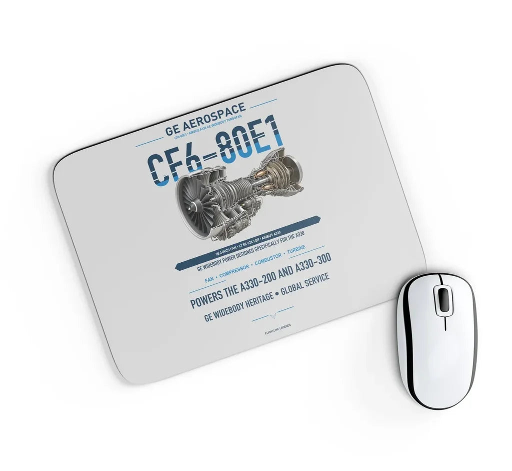 CF6-80E1 design on light gray rectangle mouse pad
