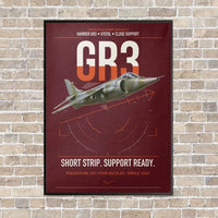 Thumbnail for Hawker Siddeley Harrier GR3 vertical canvas print - framed - dark red background