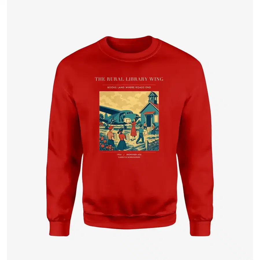 VINTAGE G4392 - The Rural Library Wing - Designed Sweatshirts design on red