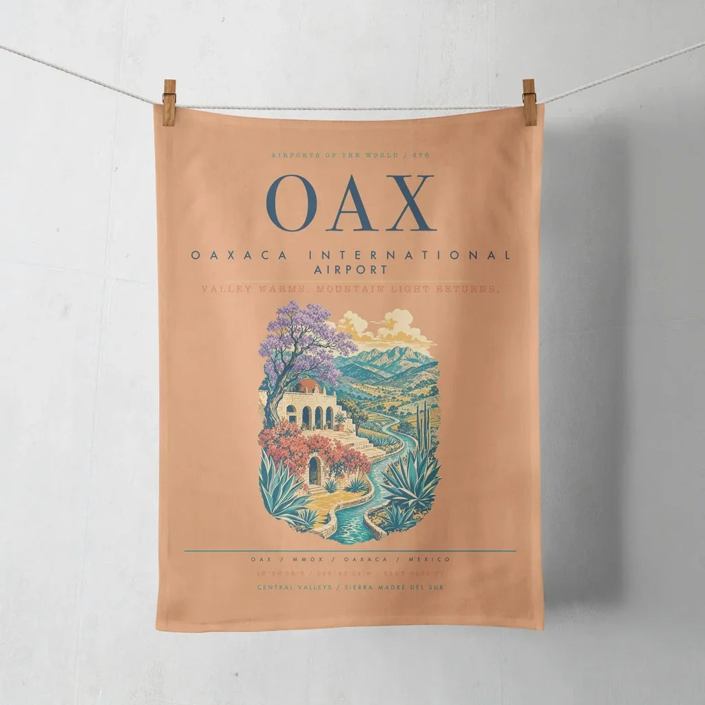 Oaxaca International Airport (OAX) design on orange towel