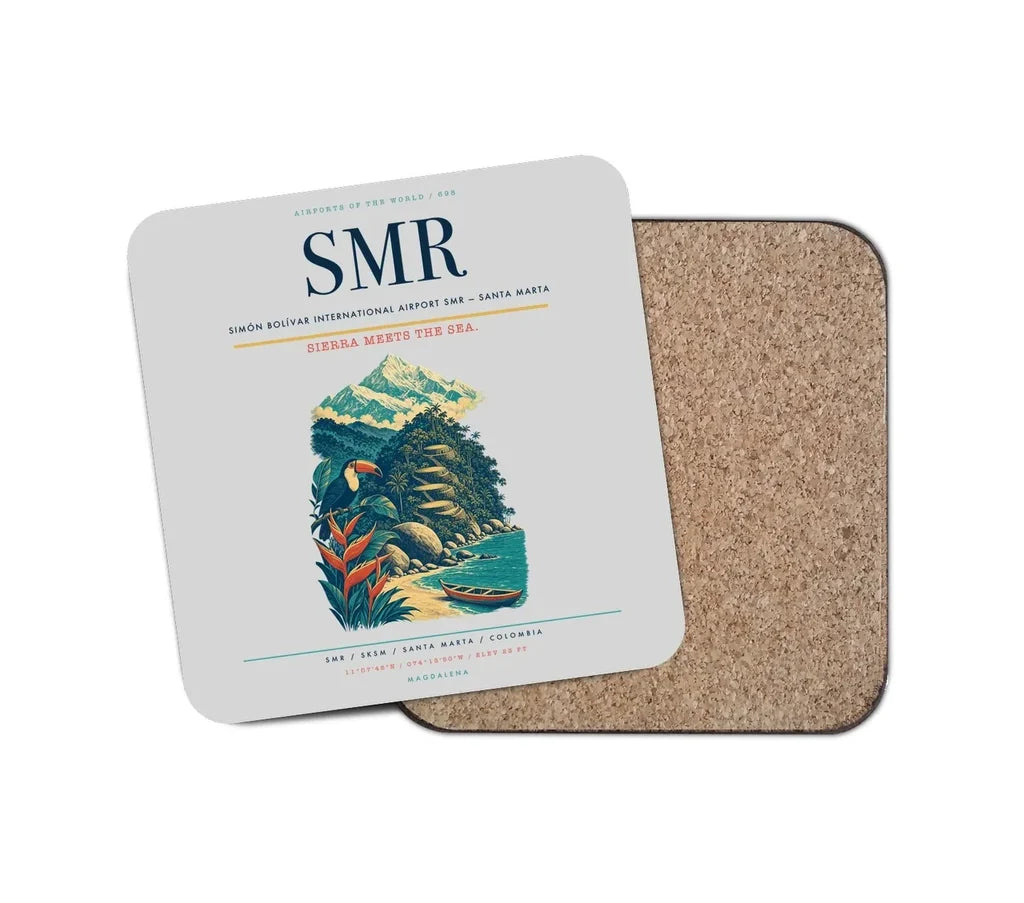 Simón Bolívar International Airport (SMR) design on light gray 1 piece coaster