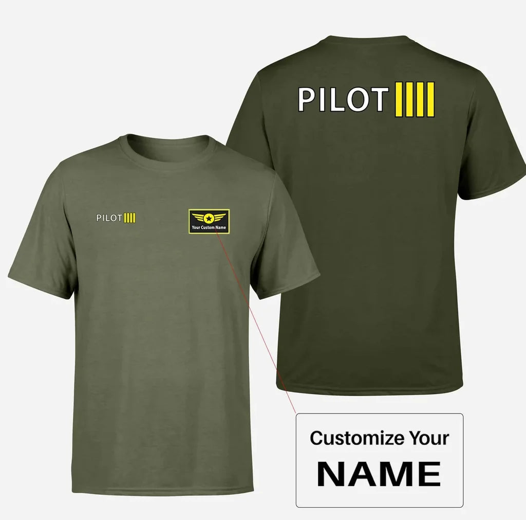 Pilot & Stripes (4 Lines) Designed Double-Side T-Shirts - view 13