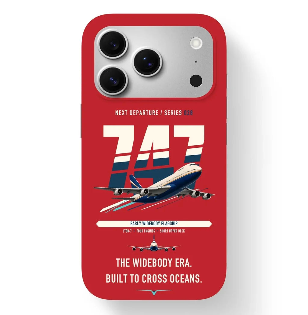 Boeing 747-200B design on red magsafe iphone case