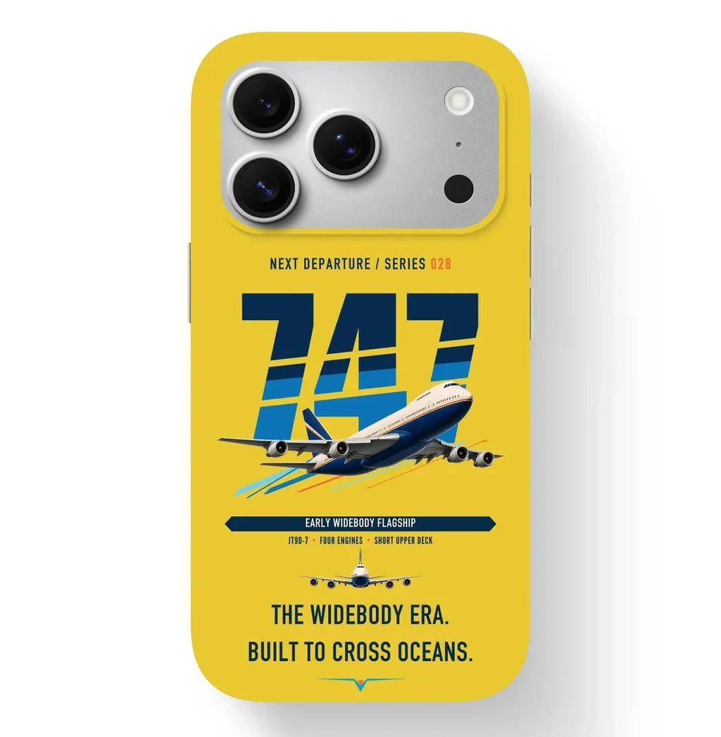 Boeing 747-200B design on yellow magsafe iphone case
