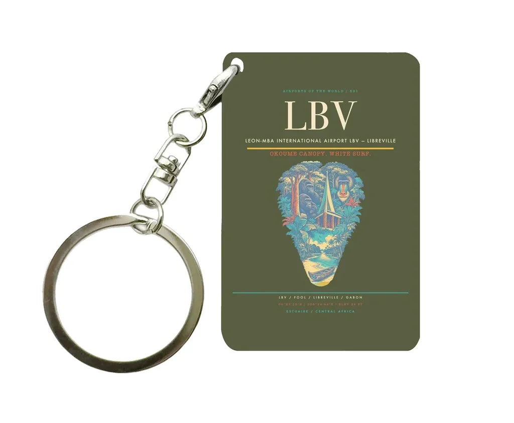 Leon-Mba International Airport LBV — Libreville Key Chain design on green army key chain