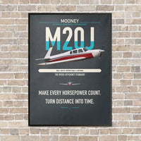 Thumbnail for Mooney M20J 201 vertical canvas print - framed - gray background