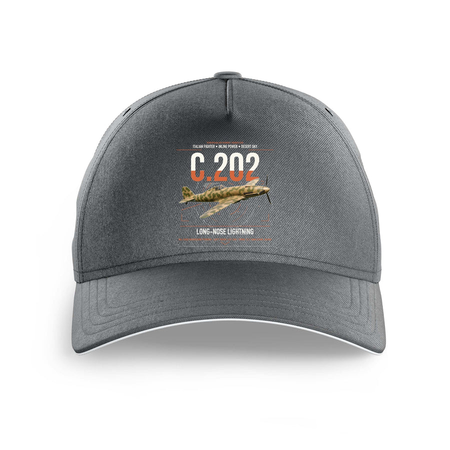 Macchi C.202 Folgore design on gray printed hat