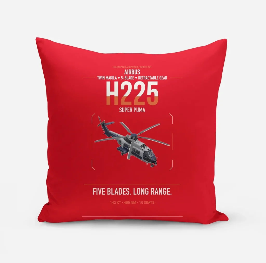 Airbus H225 design on red pillow