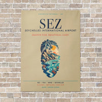 Thumbnail for Seychelles International Airport SEZ vertical canvas print - no frame - beige background