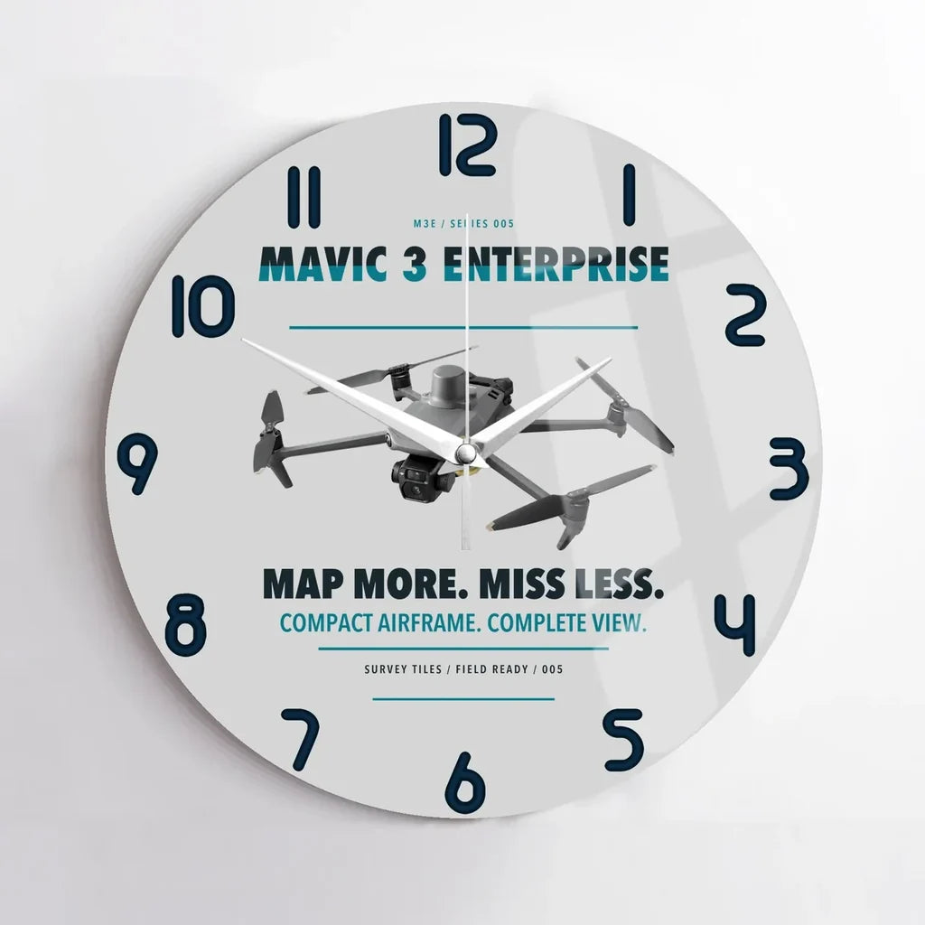 DJI Mavic 3 Enterprise design on light gray no frame wall clock