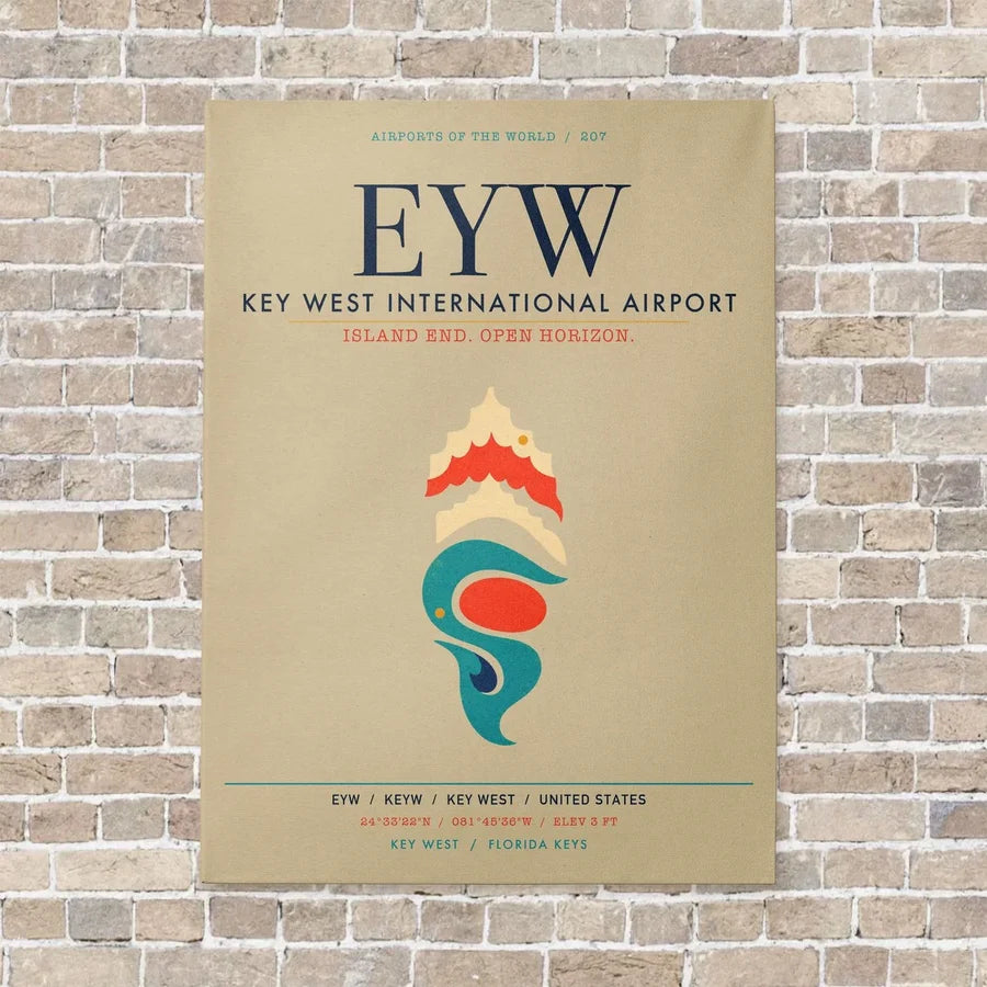 Key West International Airport EYW vertical canvas print - no frame - beige background