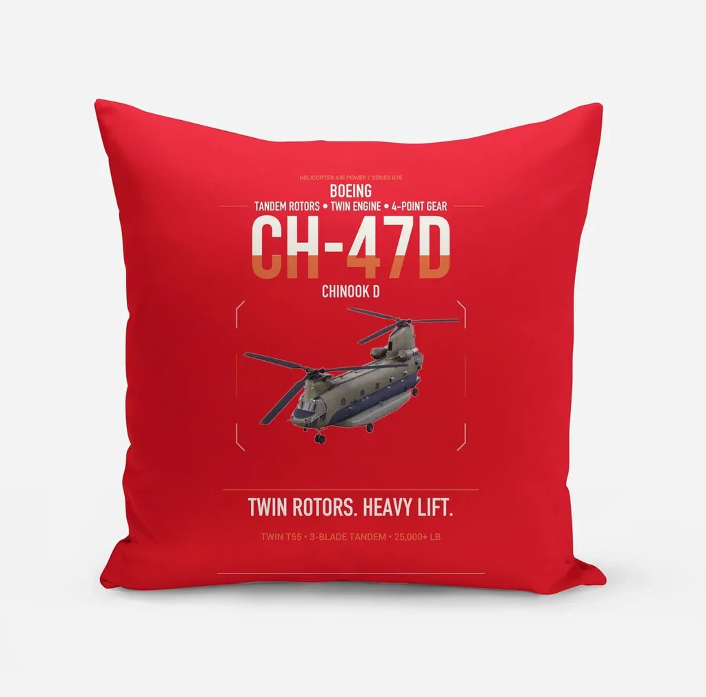Boeing CH-47D design on red pillow