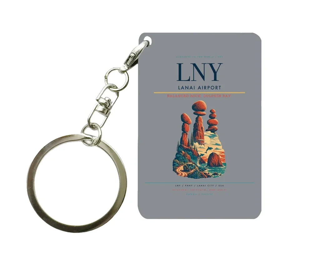 Lanai Airport (LNY) design on gray key chain