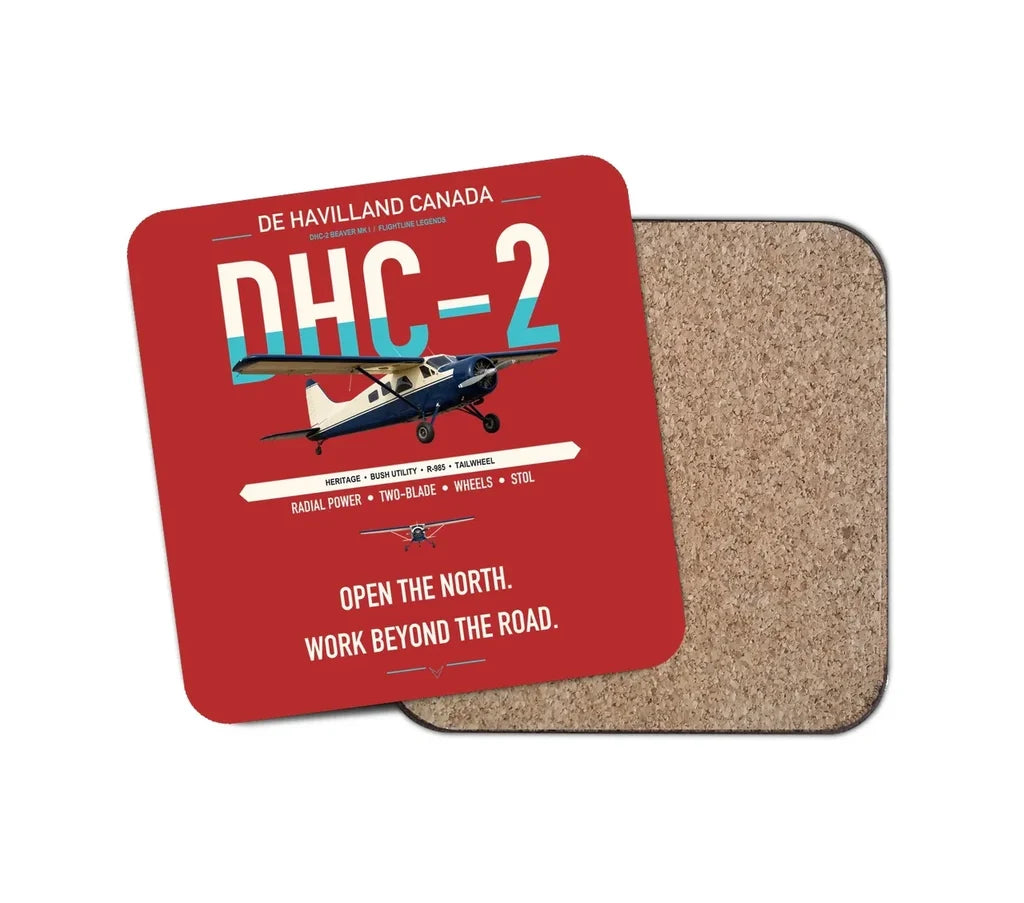 DHC-2 Beaver Mk I design on red 1 piece coaster