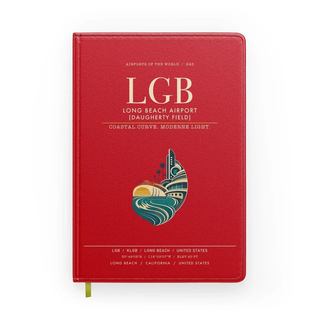 Long Beach Airport (Daugherty Field) (LGB) design on red notebook